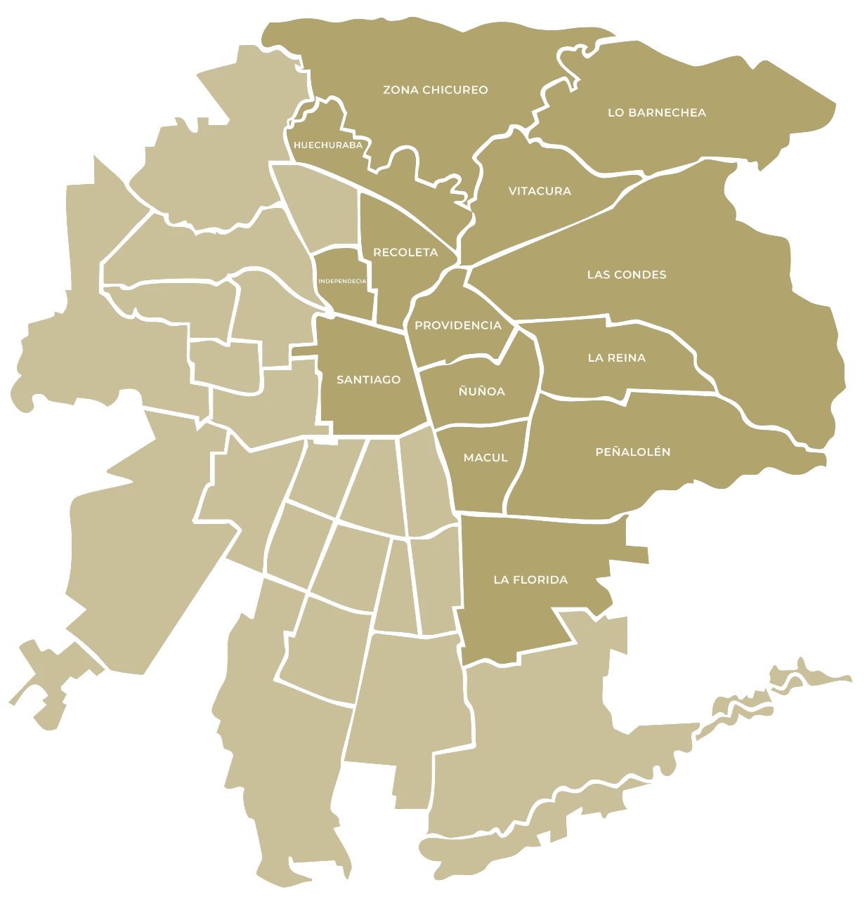 Mapa de zonas de despacho en Santiago